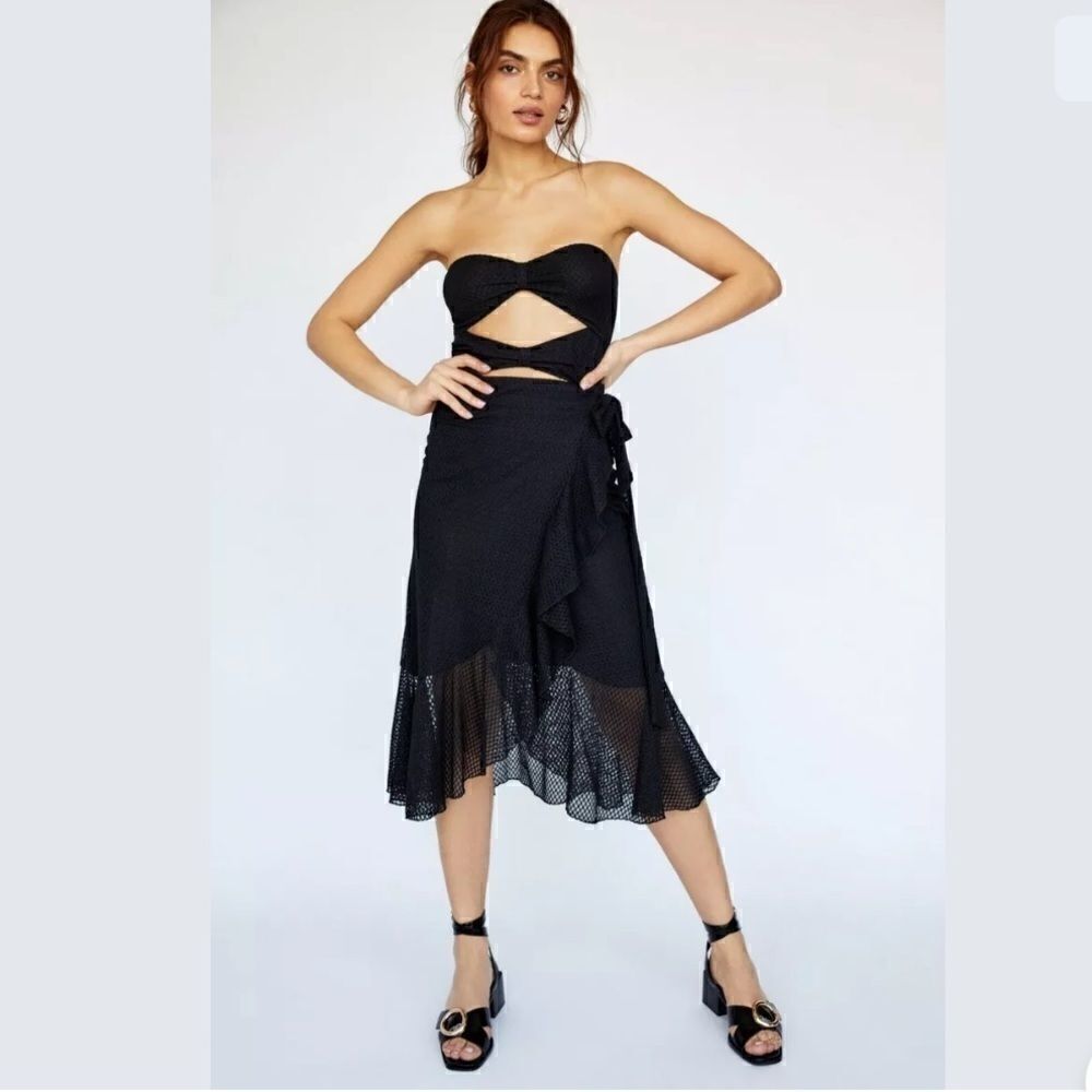 FREE PEOPLE NIGHTCAP BOWTIE BODYSUIT & MIDI SKIRT - Picture 3 of 6